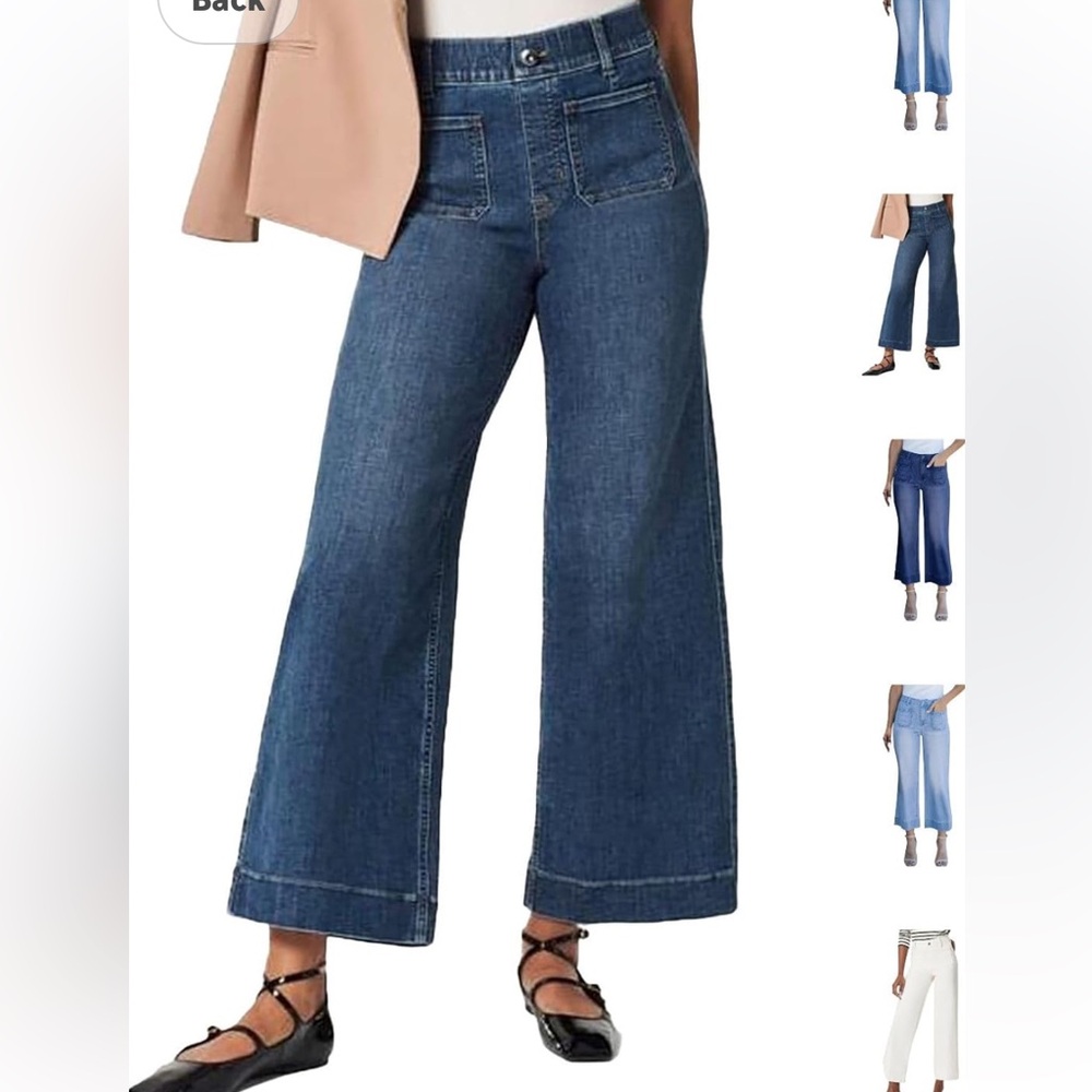 NWOT! Women's High Waist Stretch Waist Wide Leg Patch Pocket Jeans Size Small